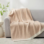 Snuggle Sac Heather Beige Throw Blanket for Couch, Ultra Soft Warm Blankets Cozy Knit Fuzzy Plush Lightweight Throw XL Size for Sofa, Bed, Heather Beige, 50x70 inches
