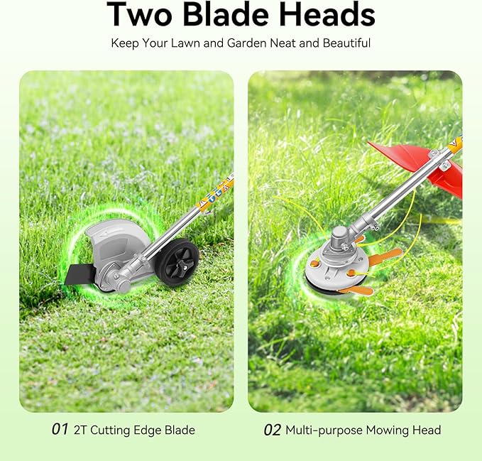 Weed Wacker Gas Powered, 43cc 2-Stroke Cordless Grass String Trimmer Lawn Edger, Weed Eater Brush Cutter with Shoulder Strap, Grass Trimmer Tools for Garden and Yard