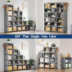 Mavivegue Bookshelf,18 Cube Storage Organizer,Extra Large Book Shelf Organizer,Tall Bookcase Shelf,Book Cases/Shelves,Grey Cube Shelf,Cubbies Closet Shelves for Bedroom,Living Room,Home,Office