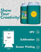 PartyPrints 25 Pack Teal Blank Can Cooler Sleeves, Customizable Bulk Insulated Foam for Beer, Collapsible Plain Drink Holder, Cold Soda Insulator, 12oz Regular, 16oz Tall Cans