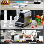 5.0 Upgrade Electric Meat Grinder,3S Grinding,Meat Grinders for Home Use-B | 【3500W Super Motor】【3 Sets 304 Stainless Steel Blade & Plate】Meat Grinder with Kubbe&Sausage Kit Perfect for Kubbe,Sausage