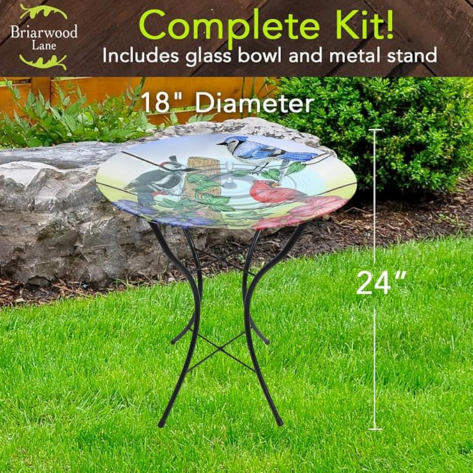 Briarwood Lane Country Birds Glass Birdbath