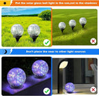 Solar Globe Lights Outdoor Waterproof-Solar Balls-Solar Garden Lights-Orbs for Outside 2 Pack Cracked Glass Ball for Lawn Patio Yard Backyard Decorations