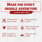 KITCHEN PERFECTION XL Silicone Griddle Gloves - Heat Resistant Oven Mitts | Waterproof, 5-Finger Design For A Better Grip, Best Griddle Grilling Accessories, Compatible with Blackstone, Weber & More
