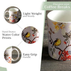 Maison d' Hermine Coffee Mug with Handles Tea Cups (12 Ounce, Pack of 2) | Fine Bone China Coffee Mugs for Hot Beverages Cappuccino Latte Home Restaurant Hotel Spring Summer -Equinoxe - Grey