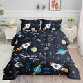 Datura home Space Ship Galaxy Comforter Set Astronaut Rocket Printed Quilt Bedding with 1 and 2 Pillowcases for Boys Girls Bedroom All Season(Space Full), A-space, Full 80x90inches