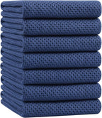 Homaxy 100% Cotton Oversized Waffle Weave Kitchen Towels, 7-Pack, Navy Blue | 20 x 28 Inches, Ultra Soft Absorbent Dish Towels, Quick Drying Large Cleaning Towels