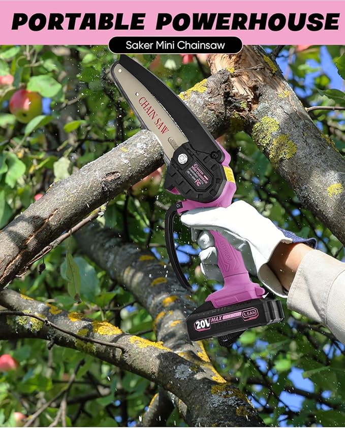 Saker Mini Chainsaw|6 Inch Chainsaws[2025 Upgraded]|Mini Cordless Electric Chain Saw|Small Handheld Portable Chain Saws Battery Powered Chain Saw for Tree Trimmer and Garden