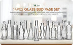 Small Vintage Glass Bottles with Corks, Mini Vases, Decorative Glass Bottle, Potion Bottles, Assorted Design - Set of 14 assorted design 5oz 6.5-7 inch tall 1.8-2.inch wide.