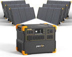 pecron Solar Generator E3600LFP 3072Wh with 6x300W Solar Panels, 5x3600W AC Outlets Portable Power Station, LiFePO4 Battery Backup Expanded to 15.36KWh, Power Station for Home Use, RV, Camping, CPAP