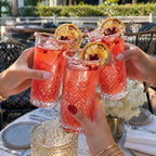Restaurantware-Timeless 10 Ounce Highball Glasses, Set of 12 Etched Drinking Glasses - Dishwasher-Safe, Chip-Resistant, Clear Glass Water Glass, Lead-Free, For Juices Or Cocktails