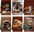 Boyiee Set of 6 Coffee Kitchen Towels Brown Dish Towels 24 x 16 Inches Absorbent Decorative Dish Cloths Retro Hand Accessories for Coffee Bar Decor Housewarming Gifts Wedding Shower Decoration