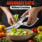 Stainless Steel Poultry Shears, Hardened Blades, Safety Lock | Heavy Duty Kitchen Shears for Food with Nutcracker and Fish Descaler; Spring-Loaded to Cut Chicken, Turkey, Meat and Bone