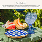 MACKENZIE-CHILDS Enamel Salad and Dessert Plate, Small Plate for a Dessert or Appetizer Dish, 8 Inches, Set of 4, Blue-and-White Royal Check