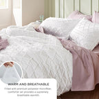 Bedsure Queen Comforter Set - Terracotta Comforter, Boho Tufted Shabby Chic Bedding Comforter Set, 3 Pieces Vintage Farmhouse Bed Set for All Seasons, Fluffy Soft Bedding Set with 2 Pillow Shams