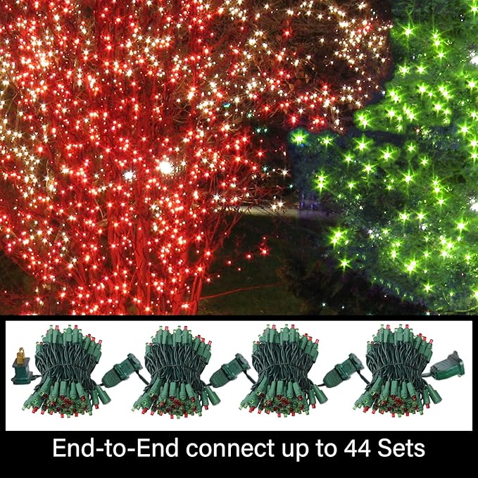 100 Count Red and Green - String Lights - 21.6FT LED Christmas Lights, Mini led Lights for Indoor Outdoor Home Holiday Party Wedding Independence Day Decoration