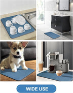 Dish Drying Mat for Kitchen Counter, 12"x19" Pad with Rubber Backed (Blue) | Hide Stain Anti Absorbent for Kitchen Counter, Non-slip Drying Mat for Coffee Machine Dish Rack