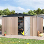 U-MAX Shed 10' x 12' Storage Shed Large, Metal Sheds & Outdoor Storage 10x12, Lockable Outdoor Shed Utility and Tool Storage for Garden, Backyard, Patio, Outside in Grey