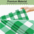6 Packs Buffalo Disposable Table Cloth, 54 x 108 Inch Waterproof Plastic Tablecloth, Rectangle Green and White Checkered Table Covers for Picnic, Birthday, Party, Back to School