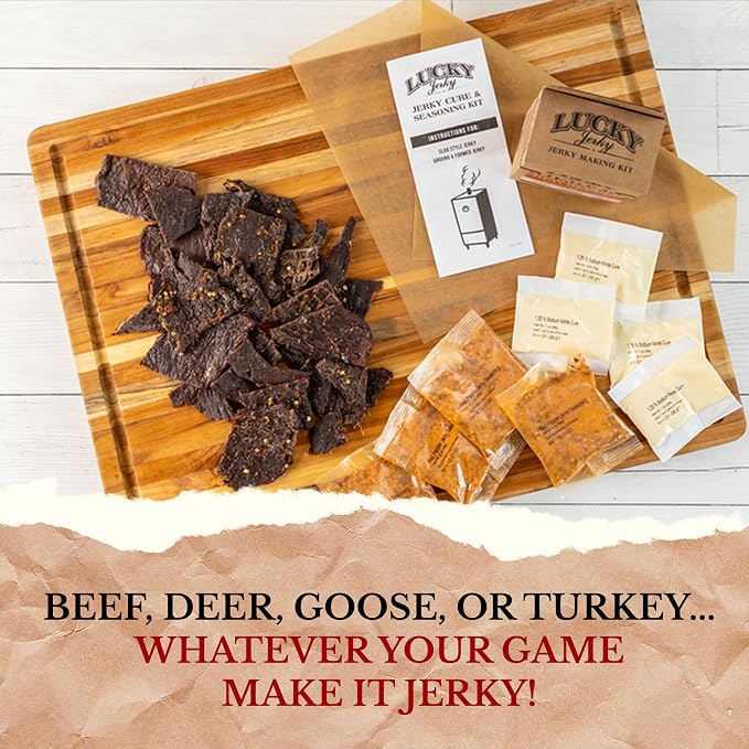 Lucky Jerky Peppered DIY Beef Jerky Seasoning and Cure Kit, 12 Oz | Make Your Own Peppered Beef Jerky at Home, Classic Black Pepper Flavor, Seasons 20 lbs of Meat
