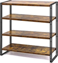 Bookshelf,4-Tier Industrial Bookcase,Rustic Wood and Metal Open Display Book Shelves Home Office,Bedroom Standing Shelf Unit,Horizontal Kitchen Shelf Organizer,Bathroom Storage Rack Mid Century 47in