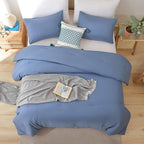 ROSGONIA King Size Comforter Set Slate Blue, 3pcs(1 Boho Comforter & 2 Pillowcases) Soft Lightweight Bedding Blanket All Season Bedspreads Quilt