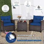 3 PCS Patio Furniture Set, OneSize, Navy