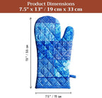 Maison d'Hermine Oven Gloves 100% Cotton Oven Mitt (7" x 13", Pack of 1) | With Loop Heat Resistant BBQ Cooking Gloves Baking Grilling Kitchen Handling Hot Pans Spring Summer - Indigo Love