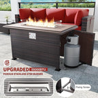 Kullavik 15PCS Outdoor Patio Furniture Set with 43" 55000BTU Gas Propane Fire Pit Table PE Wicker Rattan Sectional Sofa Patio Conversation Sets w/8 Coner Sofas,Red