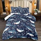 Shark Bedding Set for Boys Bedroom - 3Pcs Full Size Cartoon Sharks Comforter Set for Boys Kids Drak Blue Sea Animal Theme Bedding Set for Kids Room Decor Sharks Pattern Comforter with 2 Pillowcases