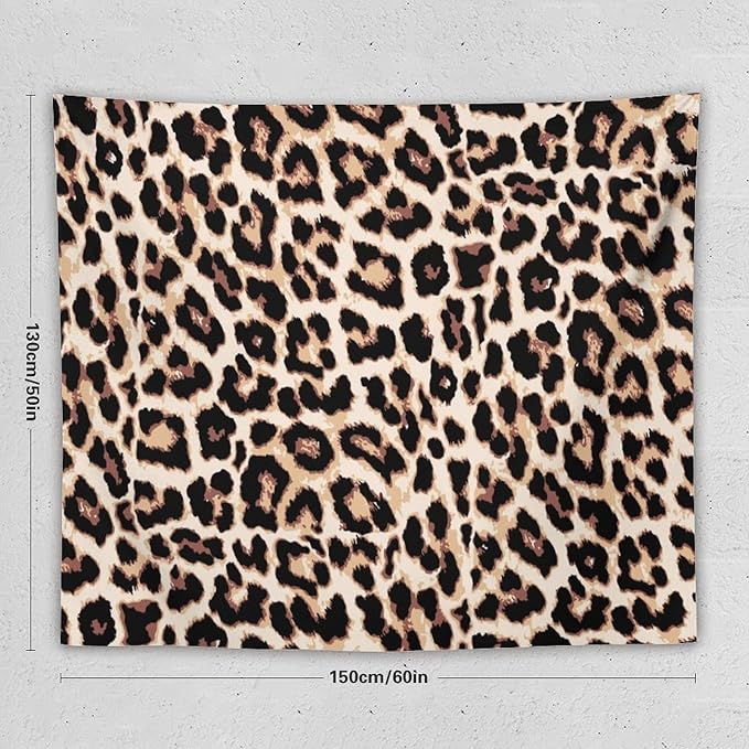 HZOHNAGO Leopard Print Tapestry Rustic Brown Leopard Wild Animal Printed Wall Tapestry Painting Wall Hanging for Bedroom Living Room Dorm 60" W x 50" H
