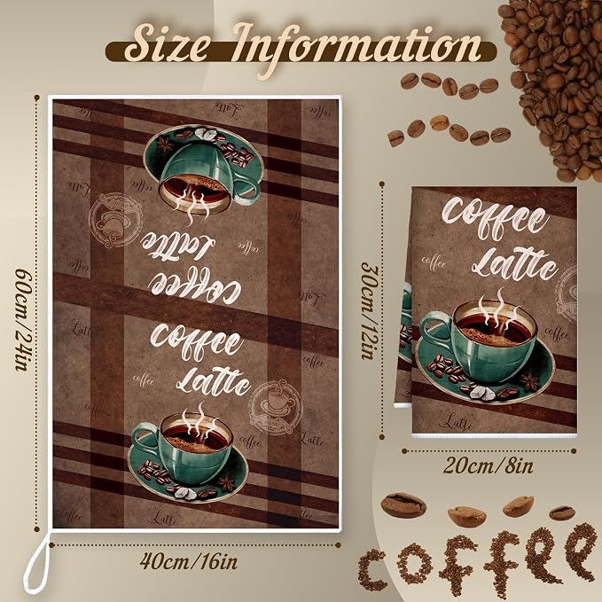 Boyiee Set of 6 Coffee Kitchen Towels Brown Dish Towels 24 x 16 Inches Absorbent Decorative Dish Cloths Retro Hand Accessories for Coffee Bar Decor Housewarming Gifts Wedding Shower Decoration