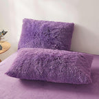 FOPPA Dark Purple fluffy Comforter Cover Set king- Ultra Soft fluffy Purple Bedding Sets 3 Pieces (1 Duvet Cover + 2 Pillow case) pink fluffy bed set (Dark Purple, King)