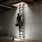 10 Rung Wall Mounted Ladder Heavy Duty 450lbs Capacity, 10FT Steel Pipe Fire Escape Ladder for Egress Window & Basement, Industrial Wall/Floor-Mounted Loft