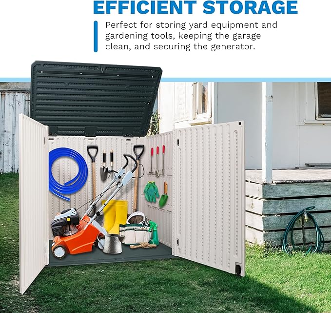 47 Cu ft Outdoor Storage Shed, Large Resin Outdoor Storage Box for Patio Garden Yard Outdoor Storage Cabinet for Tools Pool Supplies - Lockable Deck Boxes Outdoor Waterproof