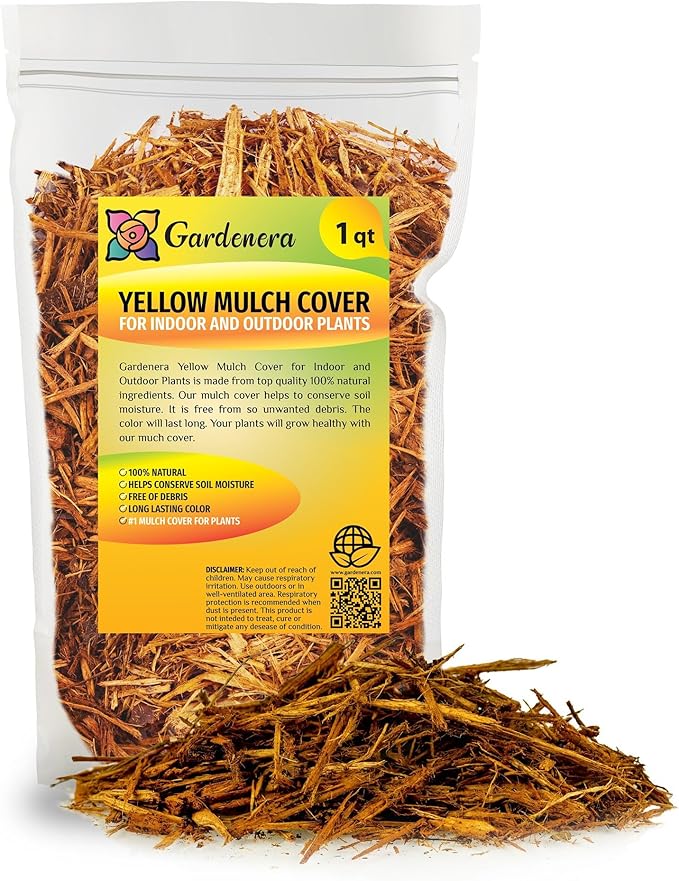 Gardenera Premium Yellow Mulch - Transform Your Landscape with Natural Elegance - 1 Quart
