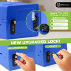 Dual Combination & Keyed Lockbox - Lockable Box for Everyday Use - Multi-Purpose lock for Home & Office Safety - Made of Industrial-Grade Plastic - One Size (Blue)