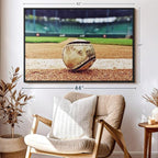 ElephantStock Baseball In Stadium Wall Art - Horizontal Framed Canvas - 1-Piece Living Room Wall Decor - Car Photography Canvas Print - Brown and Beige Decor for Wall - 43" X 29"