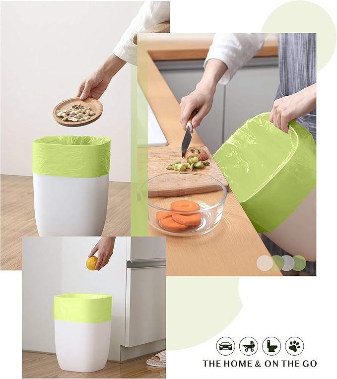 Compostable Trash Bags - FORID 1.2 Gallon Small Garbage Bags 150 Count Mini Strong Trash Can Liners 5 Liter Unscented Wastebasket Bags for Kitchen Bathroom Office Home Garbage Can (5 Rolls/Green)