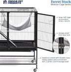 Prevue Pet Products Ferret Stack One Story Ferret Home - Portable Stand, Escape Proof Lock, Includes Hammock & Ramp, Expandable Add-On Cage Stacking System with Wheels - Black