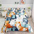 Datura home Kids Comforter Set Cute Cats Printed Pattern Bedding Set with 1 Comforter and 2 Pillowcases for Girls Boys Bedroom All Season(Cat Twin)
