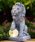 Nacome Guardian Lion Garden Statue: Outdoor Decor Sculpture with Ball Lights for Yard Art Porch Patio - Unique Birthday Gifts for Women Mom