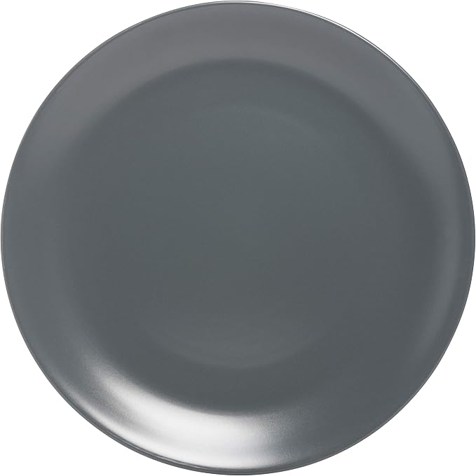 10 Strawberry Street Wazee Matte 10.5" Coupe Dinner Plate, Set of 6, Charcoal Gray