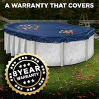 18 x 34 ft Oval Pool Covers for Above Ground Pools, Oval Winter Pool Cover, Swimming Pool Cover, Keeps Out Debris, Cold and UV Resistant, Supreme Mesh, Navy Blue