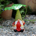 Garden Female Gnome Statue Decoration with Leaf Umbrella, 7.5” Figurine Ornament for Indoor Outdoor Home Patio Yard Lawn, for Gnome Lovers & Garden Enthusiasts，Mom，Women