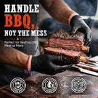 ANBOSON BBQ Gloves,Disposable BBQ Gloves Heat Resistant Cooking | 50 Disposable Nitrile Gloves with 2 Reusable Cotton Liners, Powder Free, Latex Free for Smoking,Grilling,Cooking,Food Prep