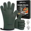 KITCHEN PERFECTION XL Silicone Griddle Gloves - Heat Resistant Oven Mitts | Waterproof, 5-Finger Design For A Better Grip, Best Griddle Grilling Accessories, Compatible with Blackstone, Weber & More