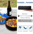 Grope Small Folding Camping Table, Aluminum Beach Table for Sand (Silver-M) | Portable & Easy to Carry, With Carry Bag for Camping, Prefect for Outdoor, Picnic, BBQ, Cooking, Festival, Beach, Home Use