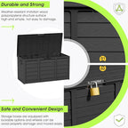 75 Gallon Outdoor Deck Box - Durable Resin Storage with Lockable Lid, for Patio Furniture Cushions, Pillows (Black)
