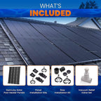 Industrial Grade Solar Pool Heater DIY Kit - Superior High-Wind Strapless Mounting System & Maximum Freeze Resistance (3-4'x10.5' / 126 Square Feet)